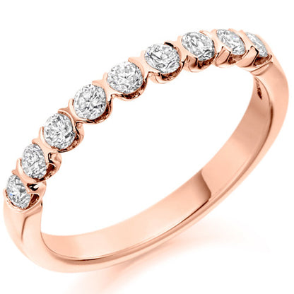 Ring - Round brilliant cut diamond bar set half eternity ring, 0.50ct  - PA Jewellery