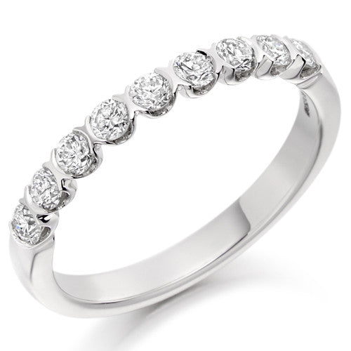 Ring - Round brilliant cut diamond bar set half eternity ring, 0.50ct  - PA Jewellery