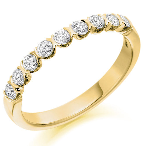 Ring - Round brilliant cut diamond bar set half eternity ring, 0.50ct  - PA Jewellery