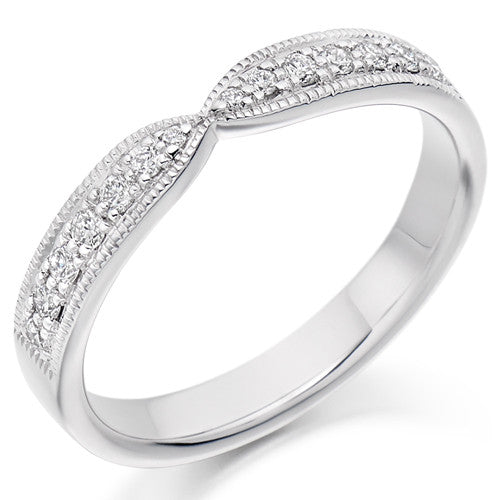 Ring - Diamond set bow shaped band ring, 0.20ct  - PA Jewellery