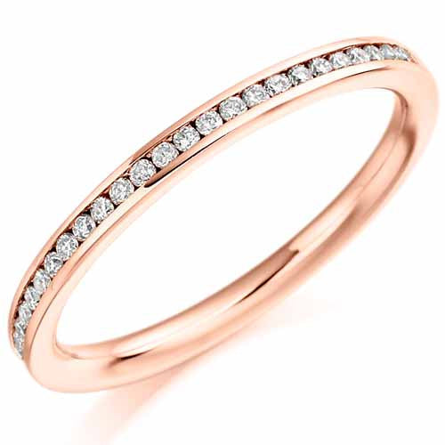 Ring - Round brilliant cut diamond channel set half eternity ring, 0.20ct  - PA Jewellery