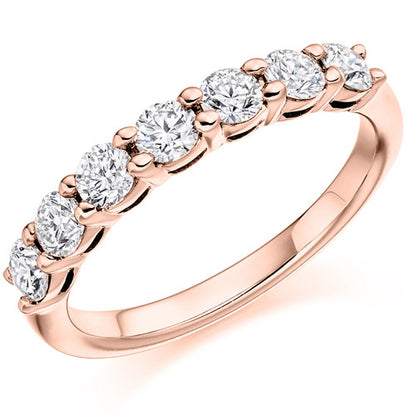 Ring - Round brilliant cut diamond claw set half eternity ring, 0.75ct  - PA Jewellery