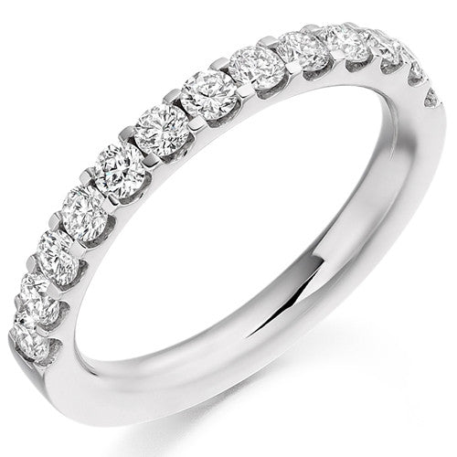 Ring - Round brilliant cut diamond micro claw set half eternity ring, 0.75ct  - PA Jewellery