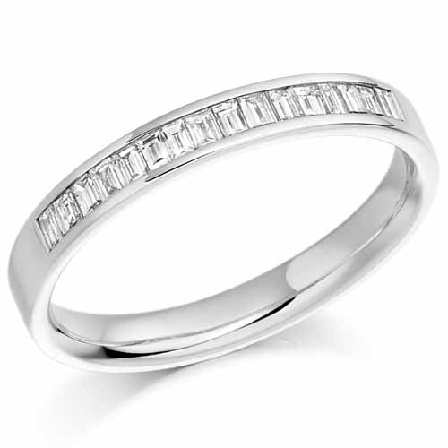 Ring - Baguette cut diamond channel set half eternity ring, 0.33ct  - PA Jewellery