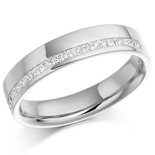 Ring - Princess cut diamond offset channel half eternity ring, 0.25ct  - PA Jewellery