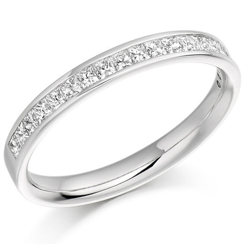 Ring - Princess cut diamond channel set half eternity ring, 0.50ct  - PA Jewellery