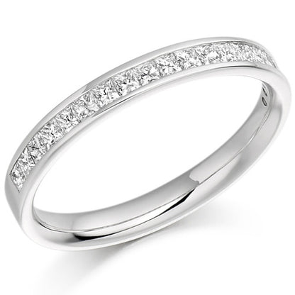 Ring - Princess cut diamond channel set half eternity ring, 0.50ct  - PA Jewellery