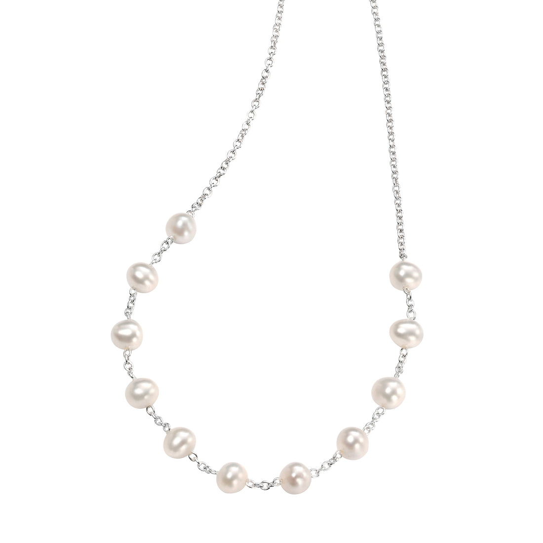 Freshwater pearl necklace in silver