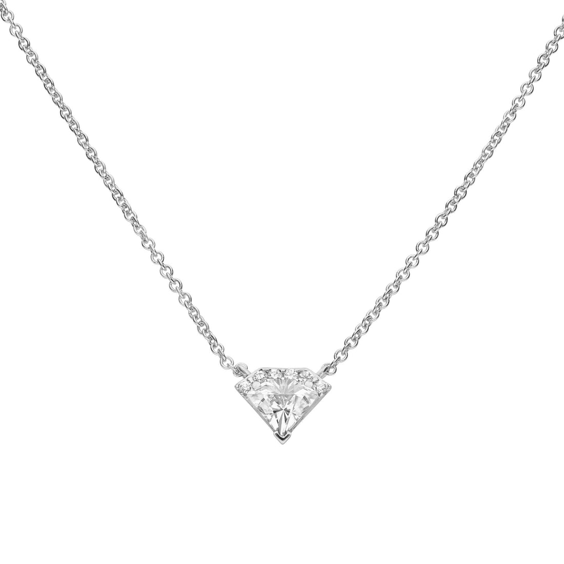 Cubic zirconia diamond shape necklace in silver