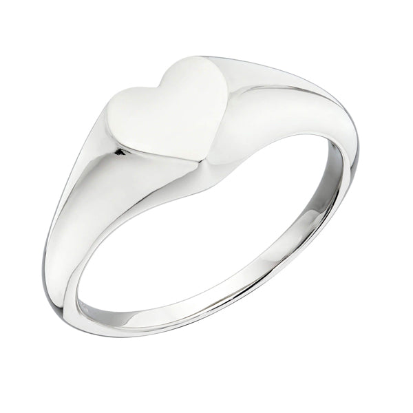 Heart shape signet ring in silver