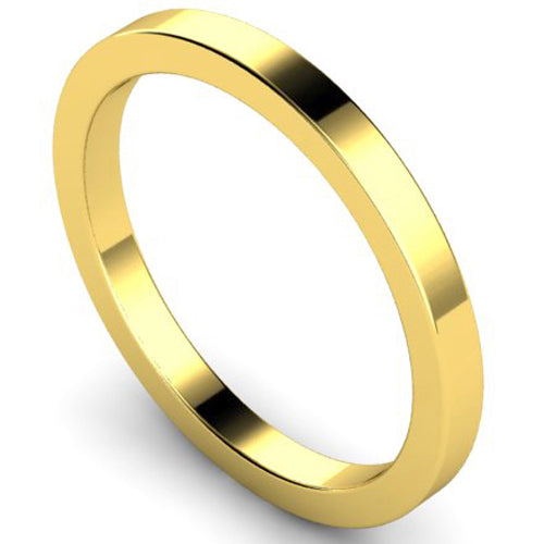 Flat court profile wedding ring in yellow gold | 2mm width