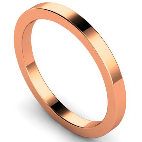 Flat court profile wedding ring in rose gold | 2mm width