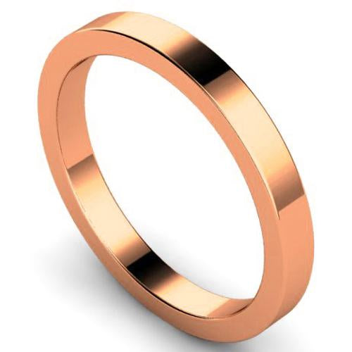 Flat court profile wedding ring in rose gold | 2.5mm width