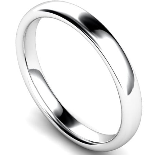 Slight court profile wedding ring in white gold | 3mm width