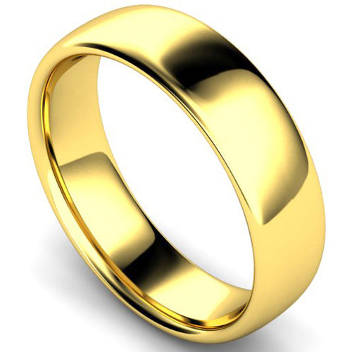 Slight court profile wedding ring in yellow gold | 6mm width