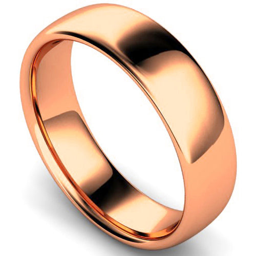 Slight court profile wedding ring in rose gold | 6mm width