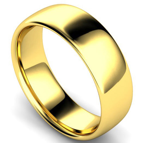 Slight court profile wedding ring in yellow gold | 7mm width