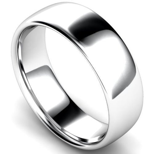 Slight court profile wedding ring in platinum | 7mm width