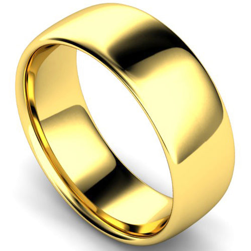 Slight court profile wedding ring in yellow gold | 8mm width