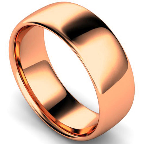 Slight court profile wedding ring in rose gold | 8mm width