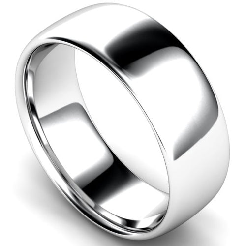 Slight court profile wedding ring in white gold | 8mm width