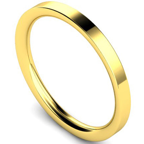 Flat court profile wedding ring in yellow gold | 2mm width