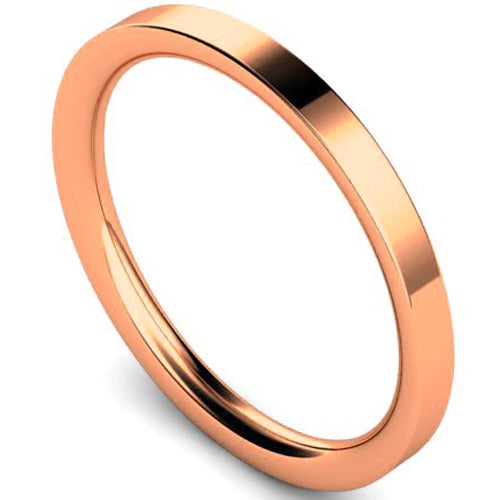 Flat court profile wedding ring in rose gold | 2mm width