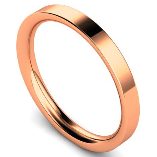 Flat court profile wedding ring in rose gold | 2.5mm width