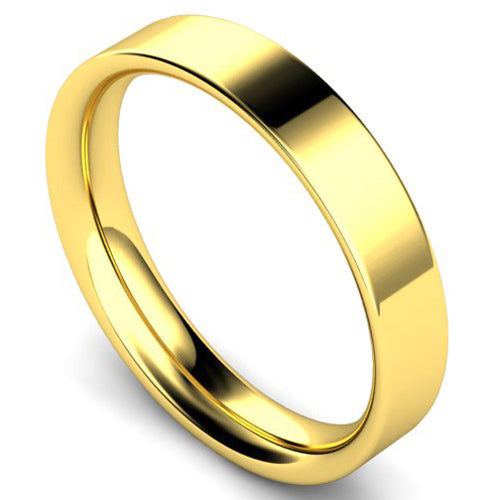 Flat court profile wedding ring in yellow gold | 4mm width