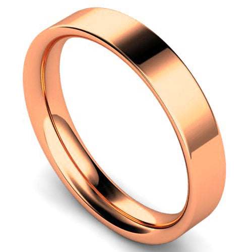 Flat court profile wedding ring in rose gold | 4mm width