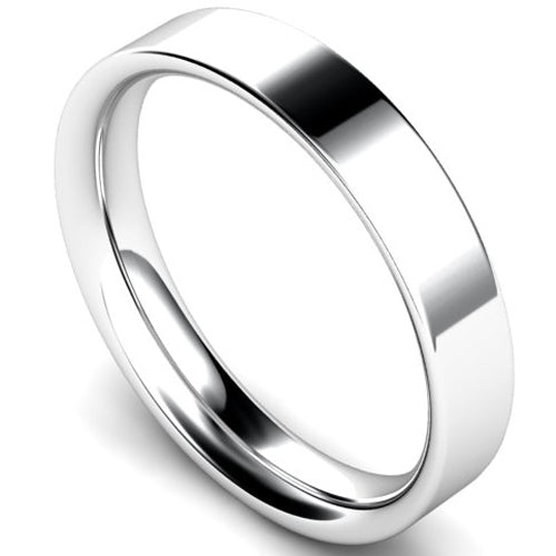 Flat court profile wedding ring in palladium | 4mm width