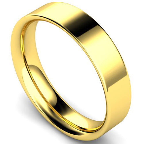 Flat court profile wedding ring in yellow gold | 5mm width