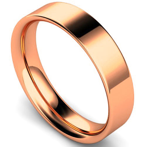 Flat court profile wedding ring in rose gold | 5mm width