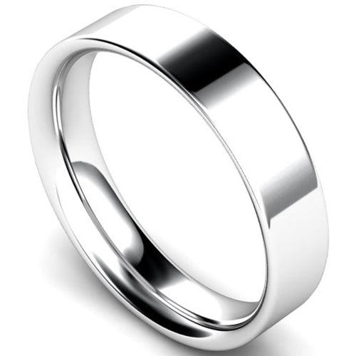 Flat court profile wedding ring in palladium | 5mm width