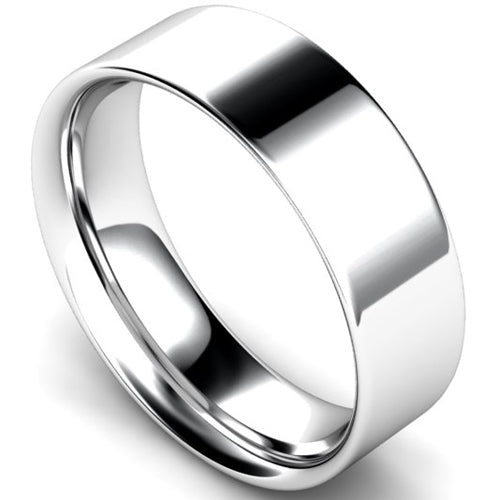 Flat court profile wedding ring in palladium | 6mm width