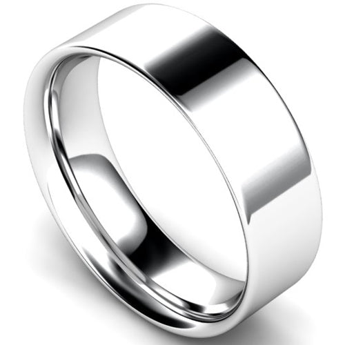 Flat court profile wedding ring in platinum | 7mm width