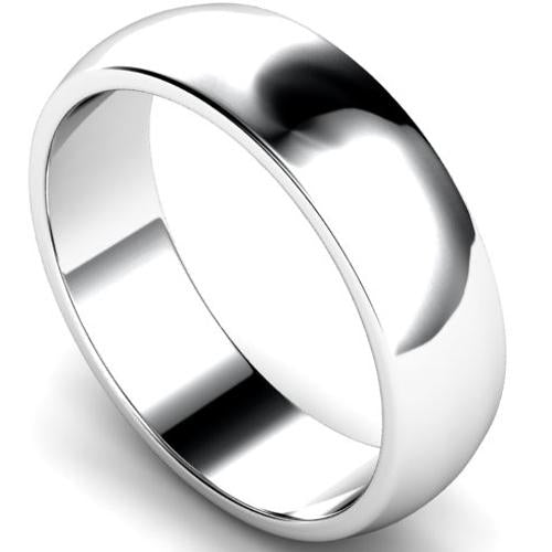 D-shape profile wedding ring in platinum | 6mm width