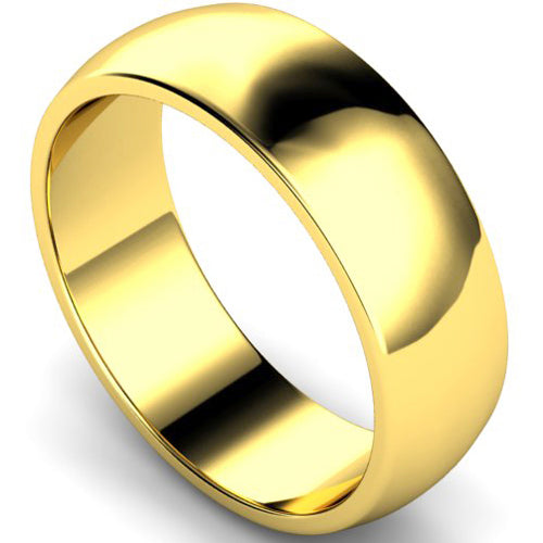 D-shape profile wedding ring in yellow gold | 7mm width