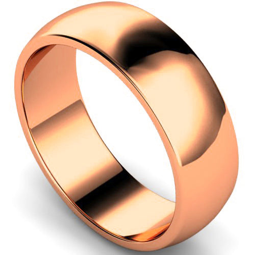 D-shape profile wedding ring in rose gold | 7mm width