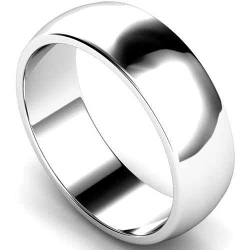 D-shape profile wedding ring in palladium | 7mm width