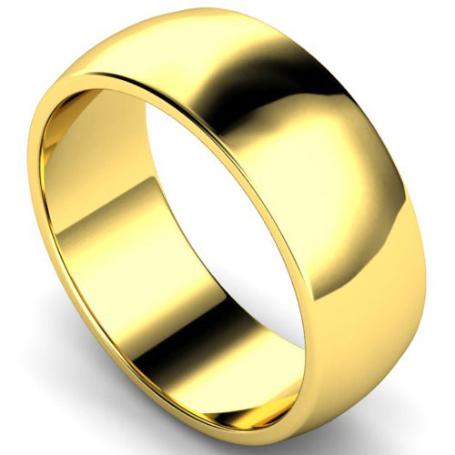 D-shape profile wedding ring in yellow gold | 8mm width