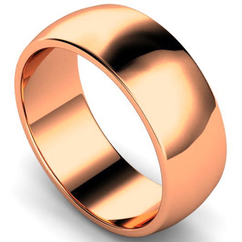 D-shape profile wedding ring in rose gold | 8mm width