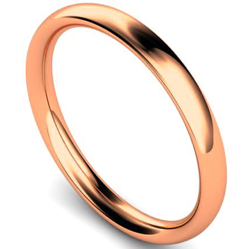 Traditional court profile wedding ring in rose gold | 2.5mm width