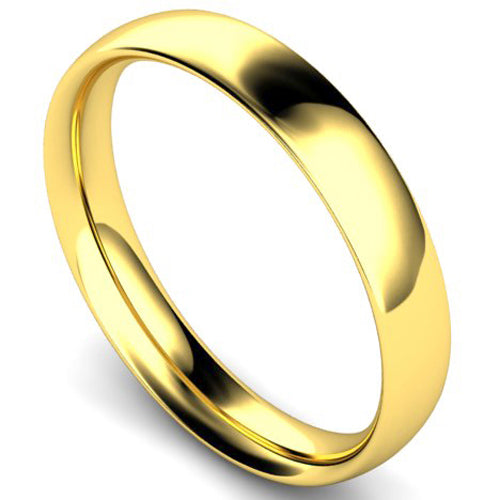 Traditional court profile wedding ring in yellow gold | 4mm width