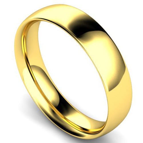 Traditional court profile wedding ring in yellow gold | 5mm width