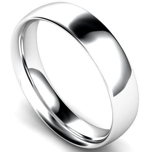 Traditional court profile wedding ring in white gold | 5mm width