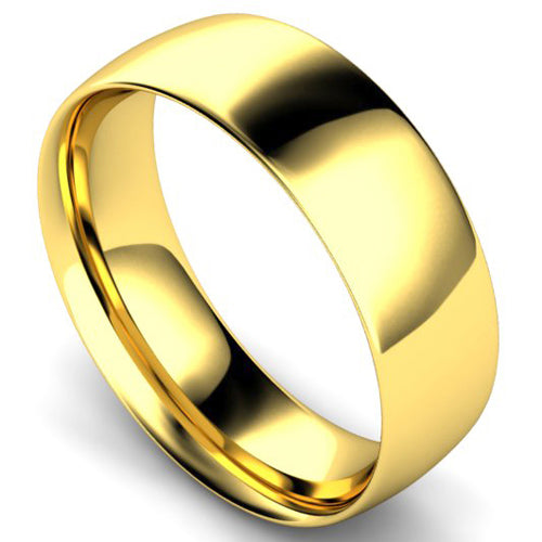 Traditional court profile wedding ring in yellow gold | 7mm width