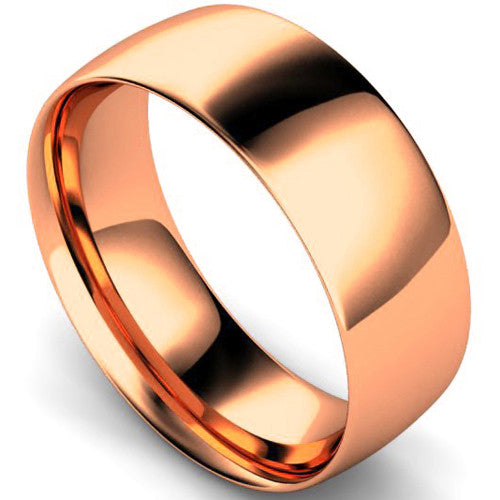 Traditional court profile wedding ring in rose gold | 8mm width