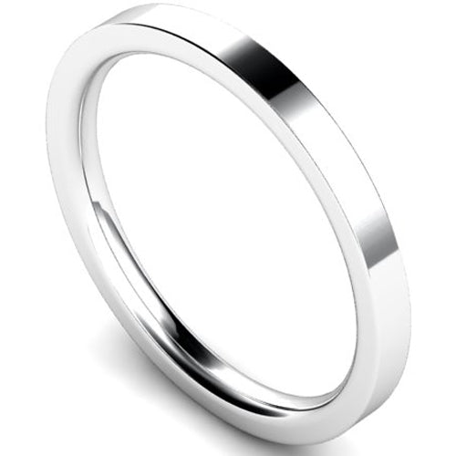 Edged flat court profile wedding ring in palladium | 2mm width