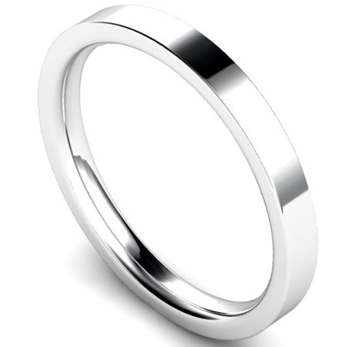 Edged flat court profile wedding ring in palladium | 2.5mm width